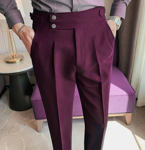 WINE SIGNATURE BUTTONED GURKHA PANTS