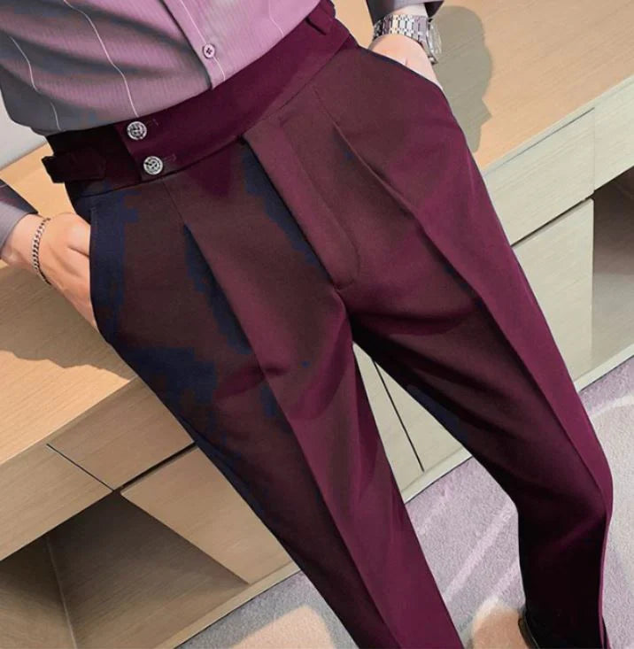 WINE SIGNATURE BUTTONED GURKHA PANTS