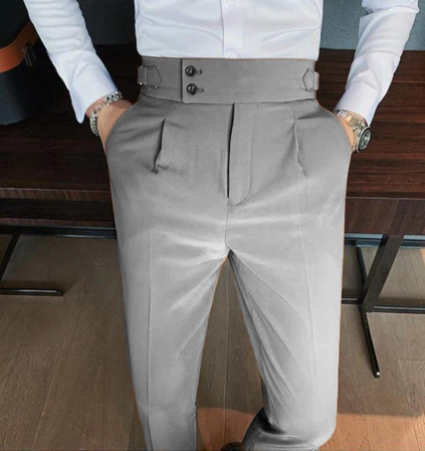 ASH GREY SIGNATURE BUTTONED GURKHA PANTS