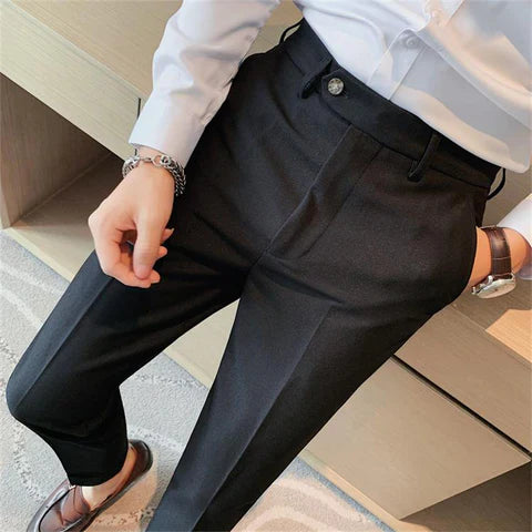 BRITISH STYLISH FORMAL SUIT PANTS JET BLACK