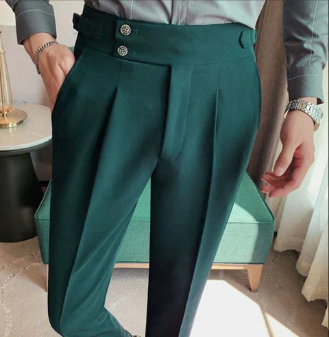 BOTTLE GREEN SIGNATURE BUTTONED GURKHA PANTS