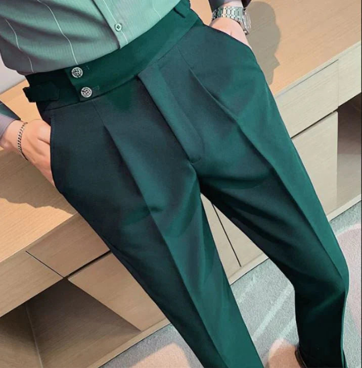 BOTTLE GREEN SIGNATURE BUTTONED GURKHA PANTS