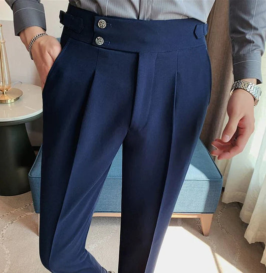 NAVY BLUE SIGNATURE BUTTONED GURKHA PANTS