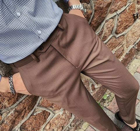 BRITISH STYLE BROWN MEN FORMAL PANTS